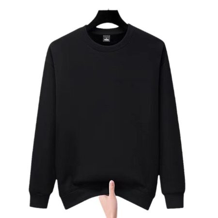 Sweater men's new velvet top in autumn and winter, solid color long-sleeved outer wear crew neck pullover men's loose coat